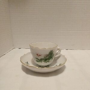 Meissen Porcelain Green Court Dragon Teacup Set